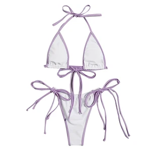 Top Quality Extreme Micro String Cute Woman Swimwear Bath Suit Bikini Set Bikinis Wholesale Brazilian Sexy Adults Solid LT White