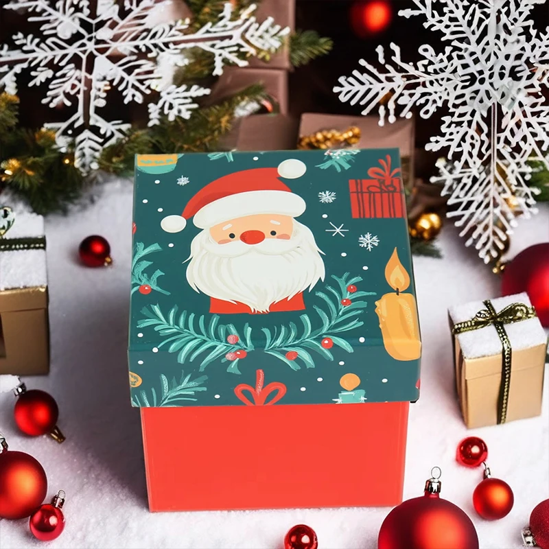 Christmas Gift Box with UV Embossing Multiple Sizes Cardboard Paper Craft Jewelry Photos Food Wigs Packaging Recycled Materials manufacture