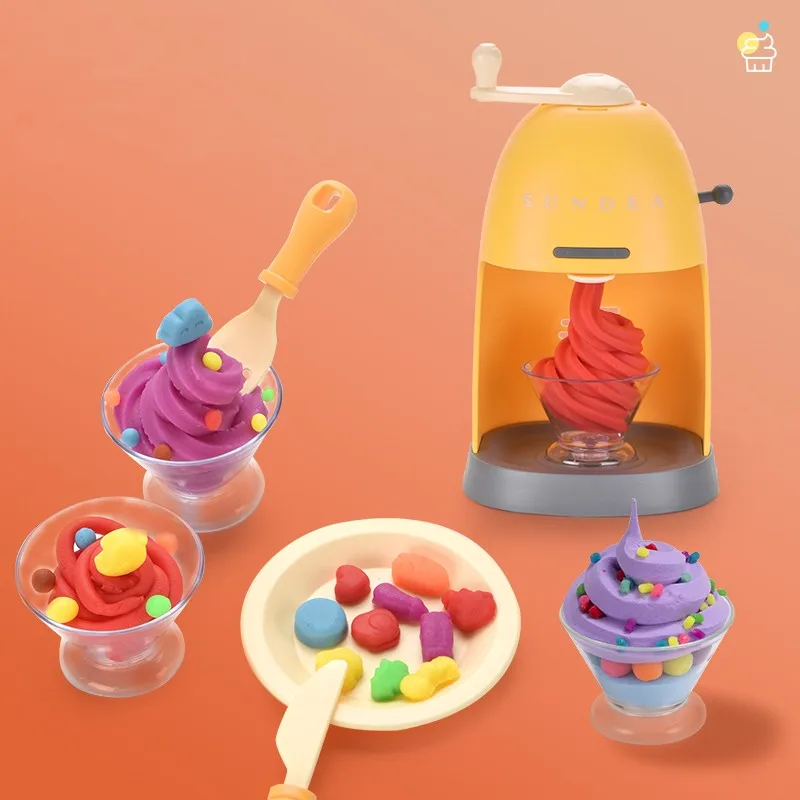 Цветная глиняная детская игра, машина для мороженого ручной работы, производитель мороженого, игрушка для девочек, 3D цветная глиняная форма, набор инструментов