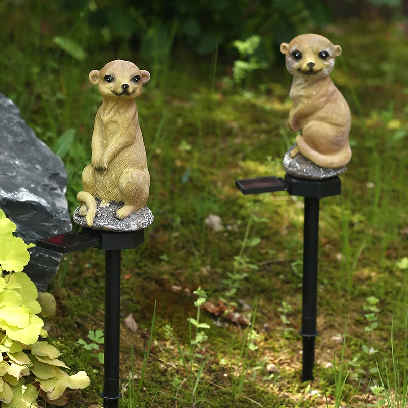 Top Selling IP65 Battery Powered Smart LED Solar Landscape Light Resin Simulation Meerkat Scenery for Garden Use