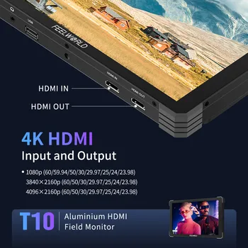 FEELWORLD T10 10.1 Inch Large Screen on Camera Monitor with VESA Mount for Control Room Wall Installation OEM/ODM detail image