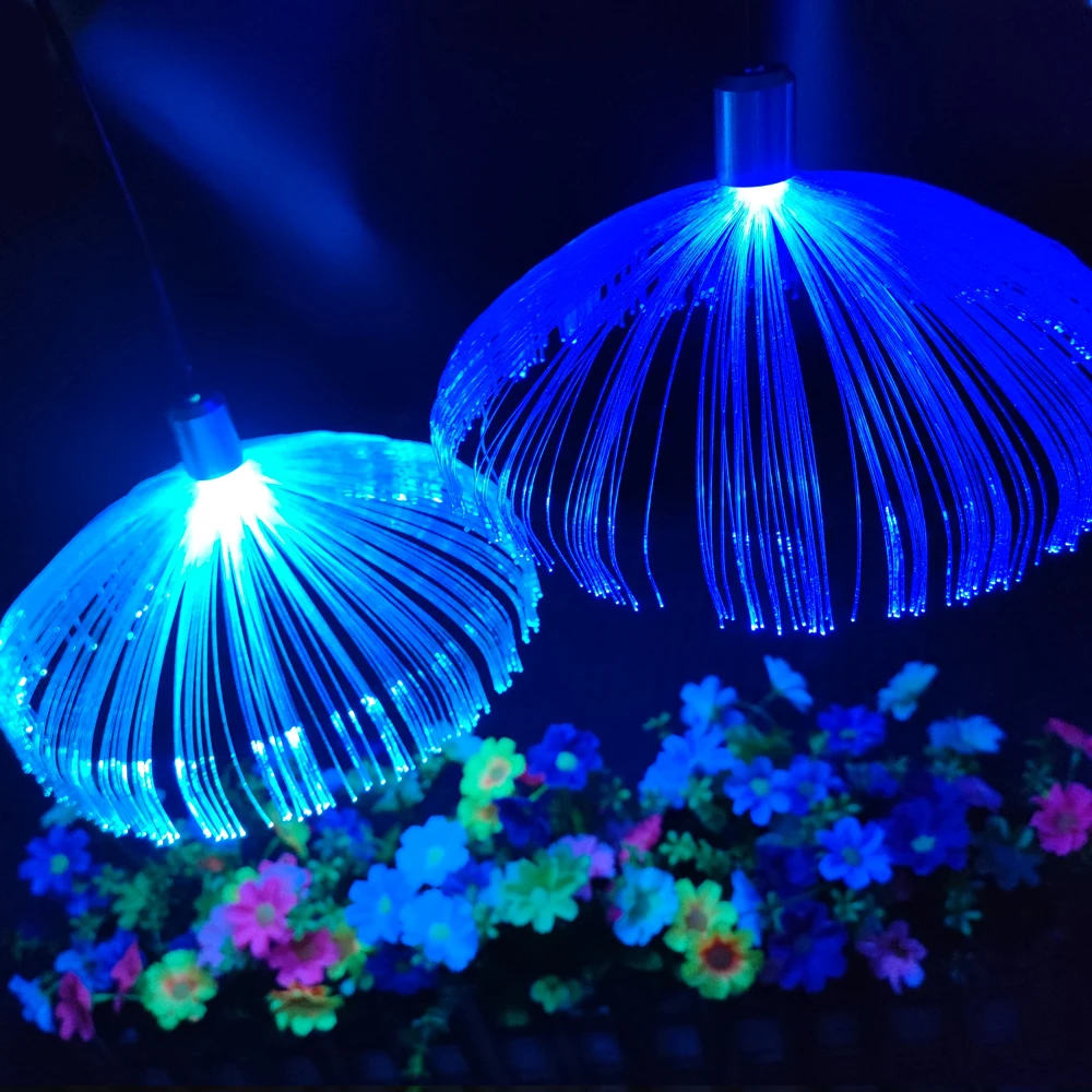 Ghzste Centrotavola per feste in fibra ottica con luci LED che cambiano colore, lampada a fibra ottica, luce colorata sensoriale multicolore, decorazione per camera da letto e tavolo (argento