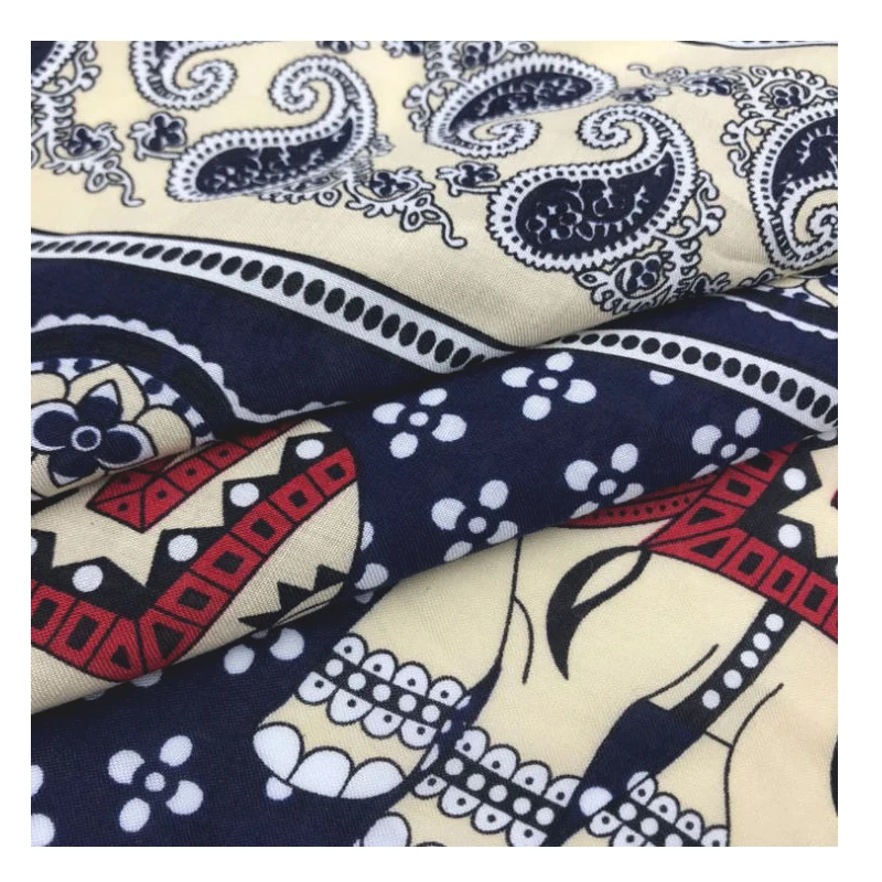 Оптовая продажа 100 искусственная ткань платье с цифровым принтом пейсли вискоза