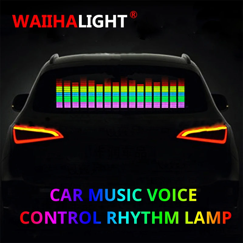 Car Music Rhythm Lamp LED Flash Light Sticker Sound Activated Equalizer 90x25CM 
