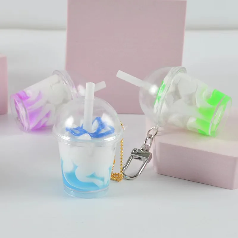 Summer simulation ice cream cup key chain cute mini cream cup bag pendant toy wholesale