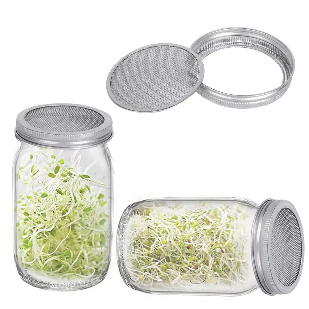 16oz 32oz Complete Seed Sprouting Jar Kit Wide Mouth Mason Jars With