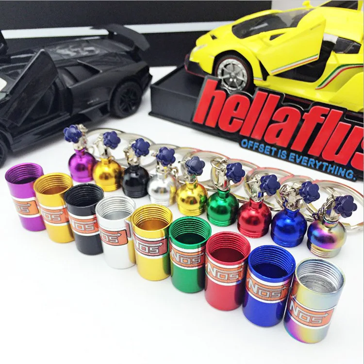 Turbo NOS Nitrous Oxide Bottle 2024 Key Chain Keychain Key Ring Stash Pill Box Storage Key Chain Auto Car Interior Accessories