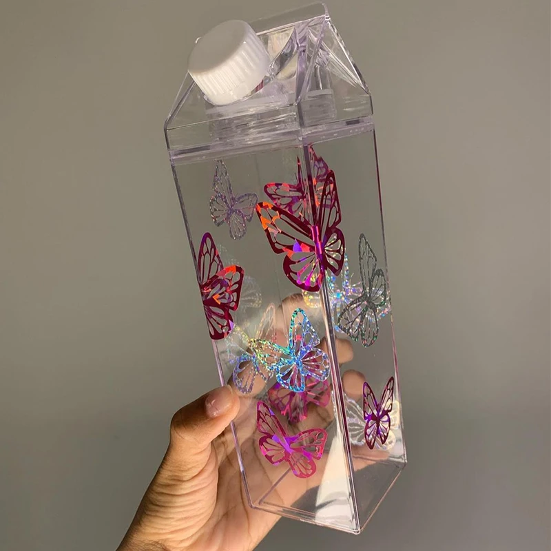 NEW Design PBA FREE Plastic Blank square Water Bottle clear Milk Carton 1000ml clear square Plastic Water Bottle