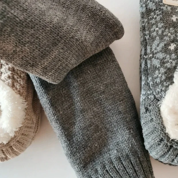 Женские, женские, дамские зимние вязаные носки-тапочки с плюшевой подкладкой из шерпы