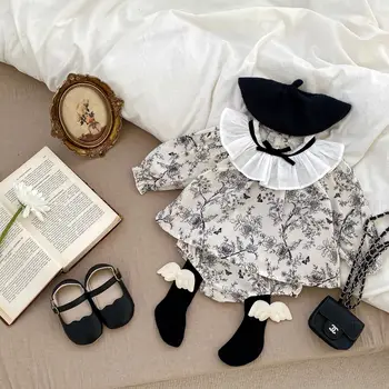 2025 New Baby Autumn Suit Baby Girl Lace Bow Long-sleeved Top Triangle Bottom-covering Pants Two-piece Set