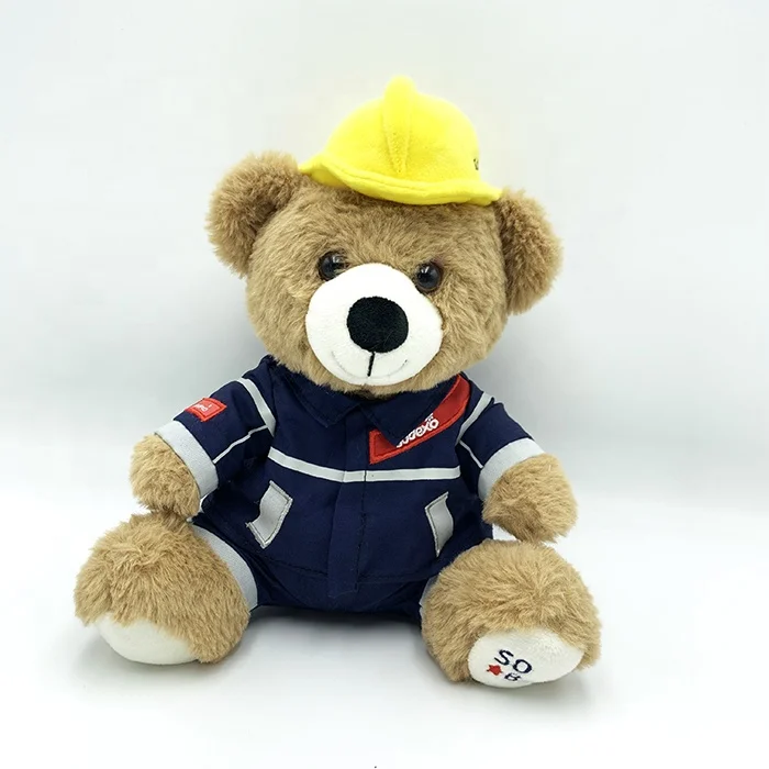 LOW MOQ Personalized Soft Engineer Uniform Teddy Bear Stuffed Plush Bear Doll