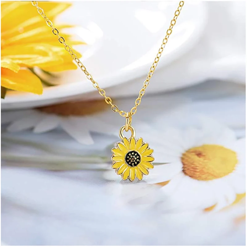 Source Mini Collar personalizado con dije de girasol, dorado con flor solar para fabricación de joyas on m.alibaba.com