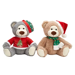 New Christmas Teddy Bear Hat Cute Plush Toys Stuffed Christmas Dolls Filled with PP Cotton