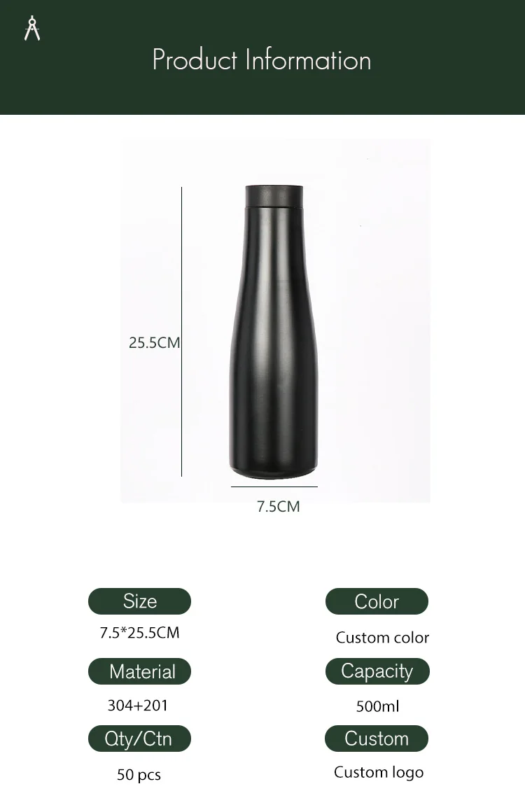 500ml Vacuum Sport Double Wall Stainless Steel Thermo Cola Shape Drink ...