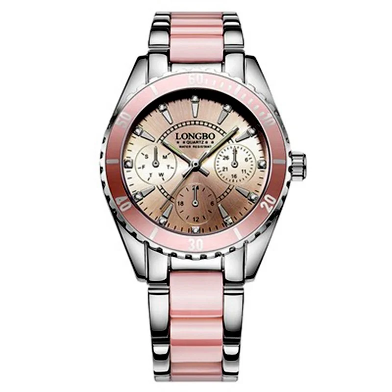 baby pink sport girl quatz watch ceramic strap waterproof