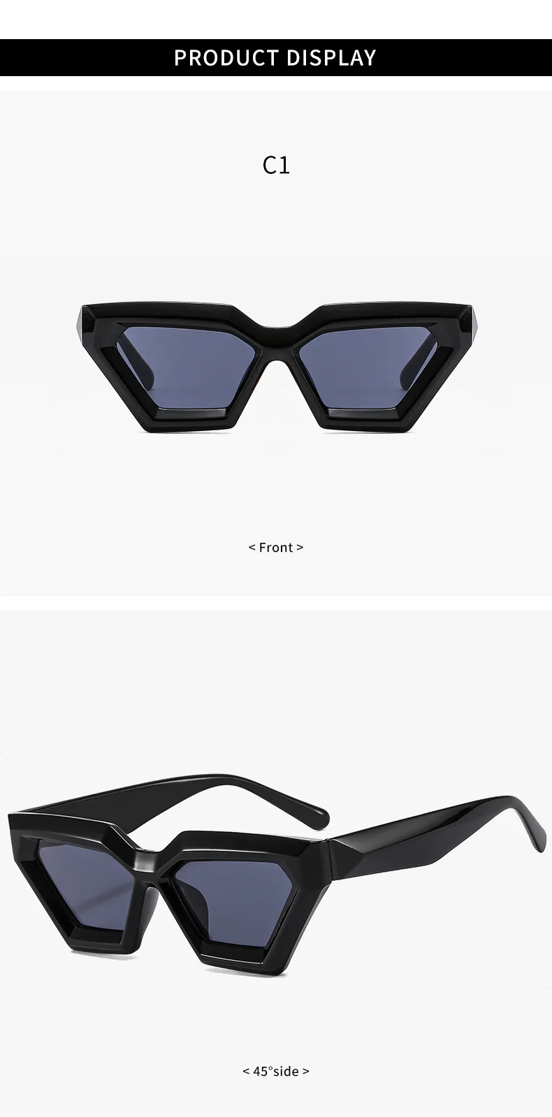 2024 New Fashion Thick Frame Rhombus Sunglasses High End Irregular Senior Sense Sunglasses