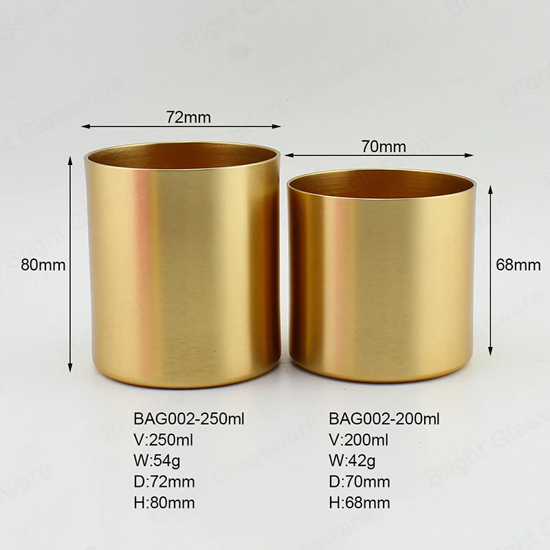 Elegant Luxury 8oz 10oz Copper Gold Metal Votive Candle Jars Empty Lid ...