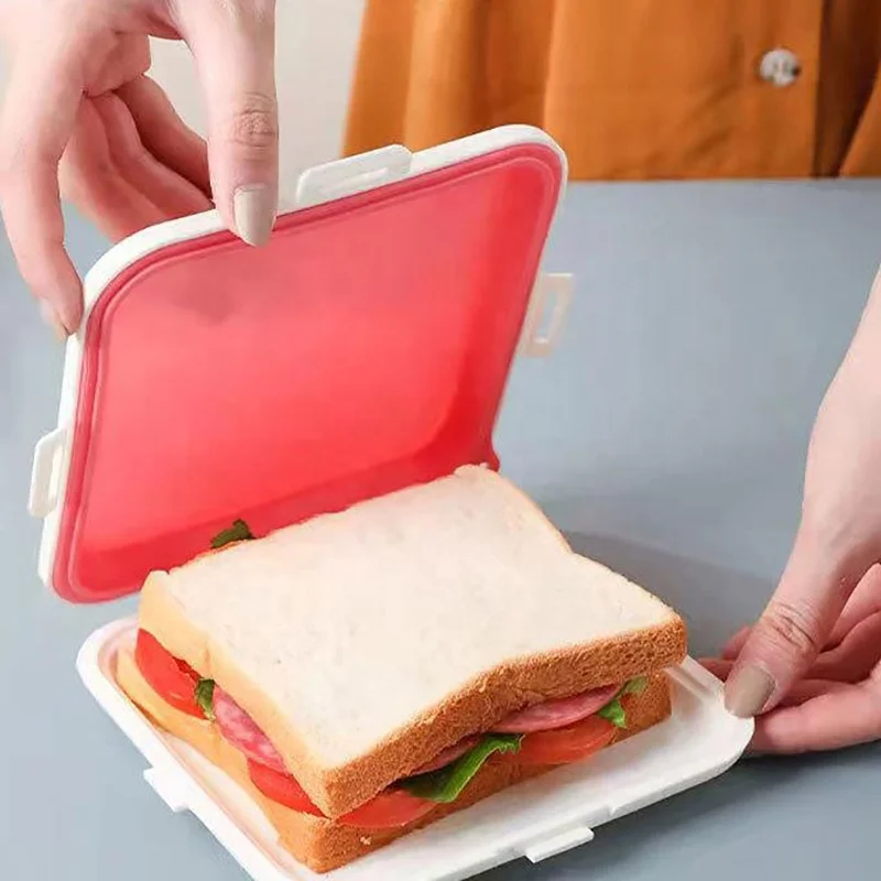 1pc Collapsible Silicone Pizza Box Sandwich Pizza Container