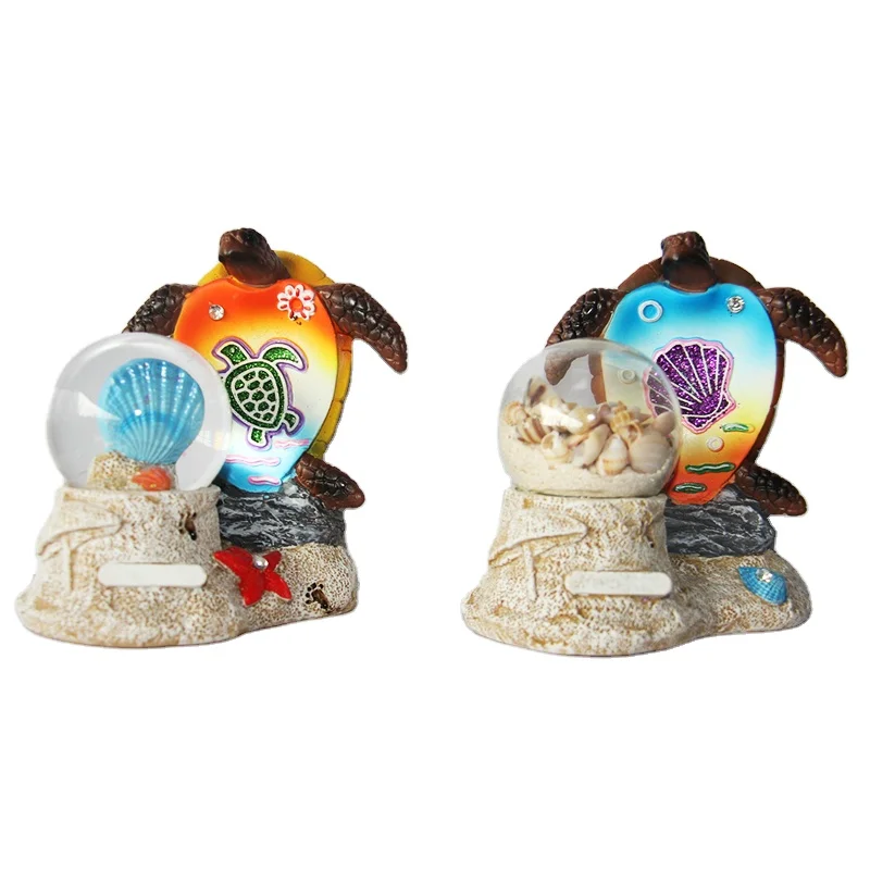 Индивидуальная форма тропический пляж туристические подарки Полимерная черепаха водный шар морская ракушки песок Глобус сувенир снежные шары