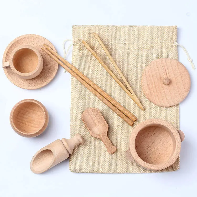 wooden toy cutlery set