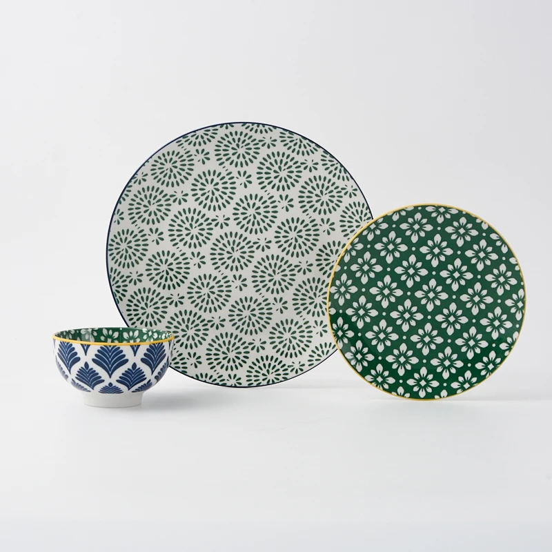 Customizable 18-Piece Printed Ceramic Dinnerware Set and Food Storage Containers for Hotel Restaurant Home Use