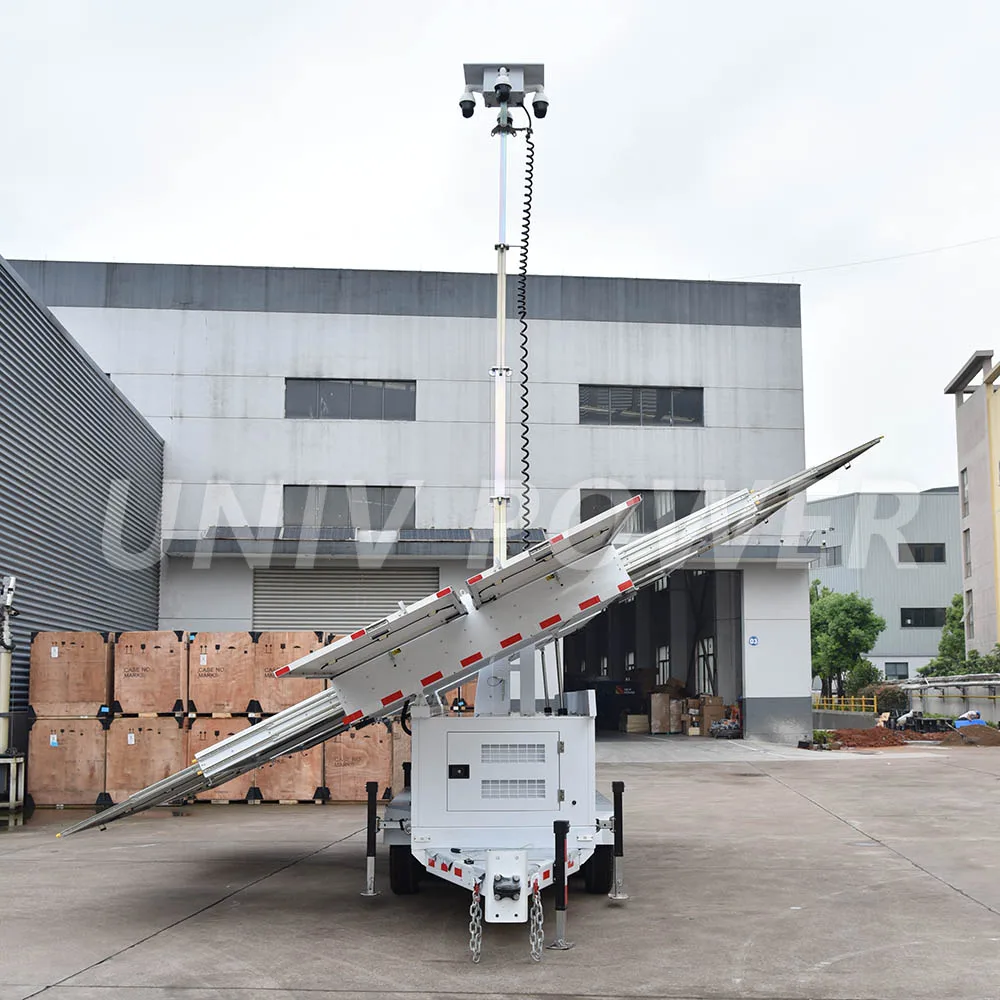 Solar Mobile Energy Storage Trailer with CCTV Camera Backup Power Solar Energy System