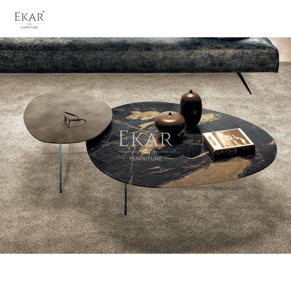 New design Marble solid wood living room coffee table modern furniture coffee table Art glass coffe table