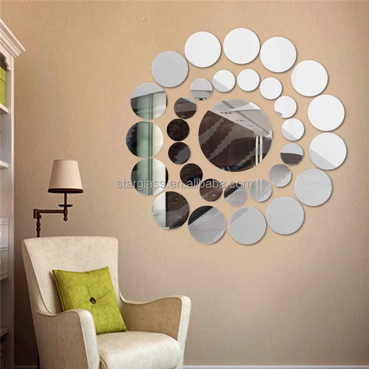Super Thin 1mm 1.5mm 2mm Square Round Decorative Craft Silver Mirror Glass Wholesale for Bathroom