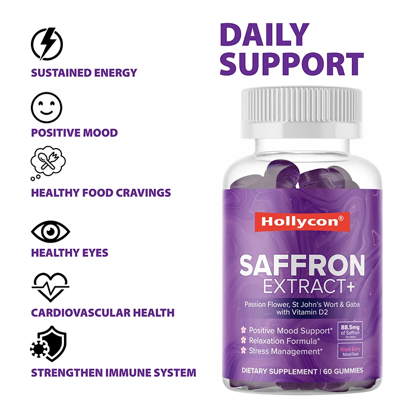 Private Label Saffron Extract Gummies Stress Sleep Support Calm Mood