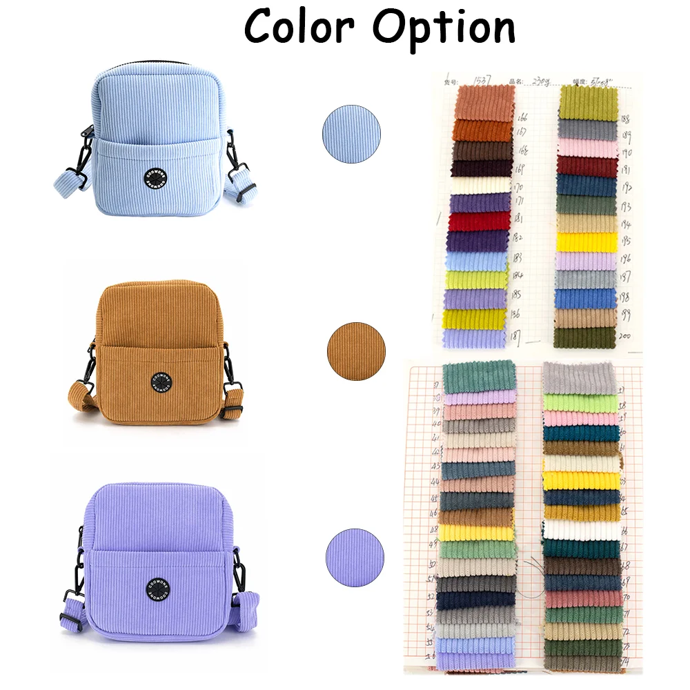 Custom Corduroy Crossbody Dog Walking Bag With Poo Dispenser Pet