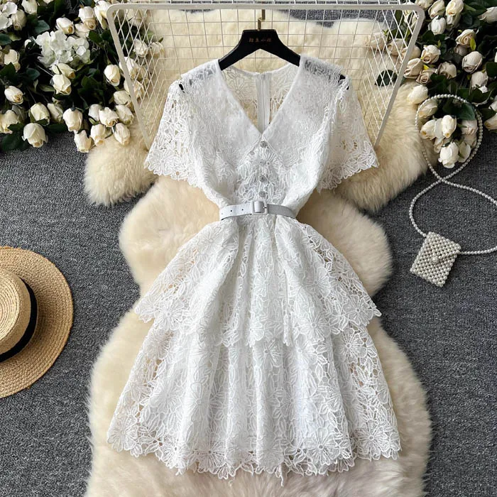 【Sinoon】25SS/韓国人気 ★Scallop Lace Layered Dress(Cream) SINOON ｜시눈 공식 온라인 스토어