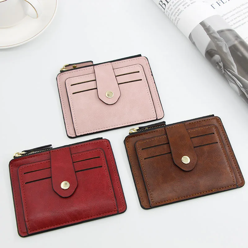 Designer Fake Leather Business Card Display Holder Low Moq Keychain Wallet with Card Holder for Woman