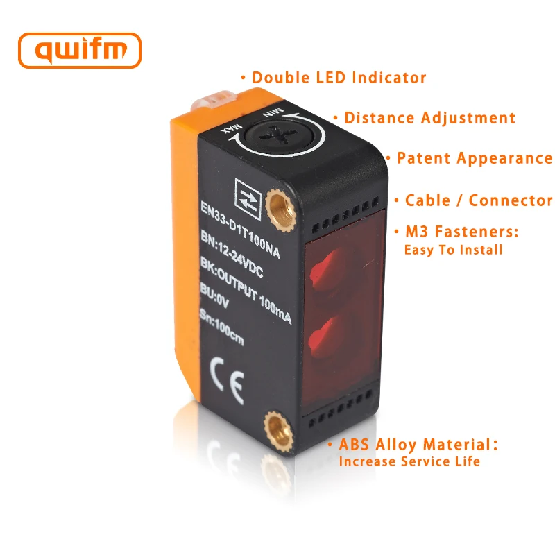 Diffuse Type 1M Npn No Independent Infrared level Photoelectric Sensor For Parking System