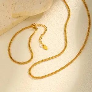 Minimalist Ins Style Stainless Steel Hollowed Out Chain Necklace Women's Double Layer Bead Chain Necklace
