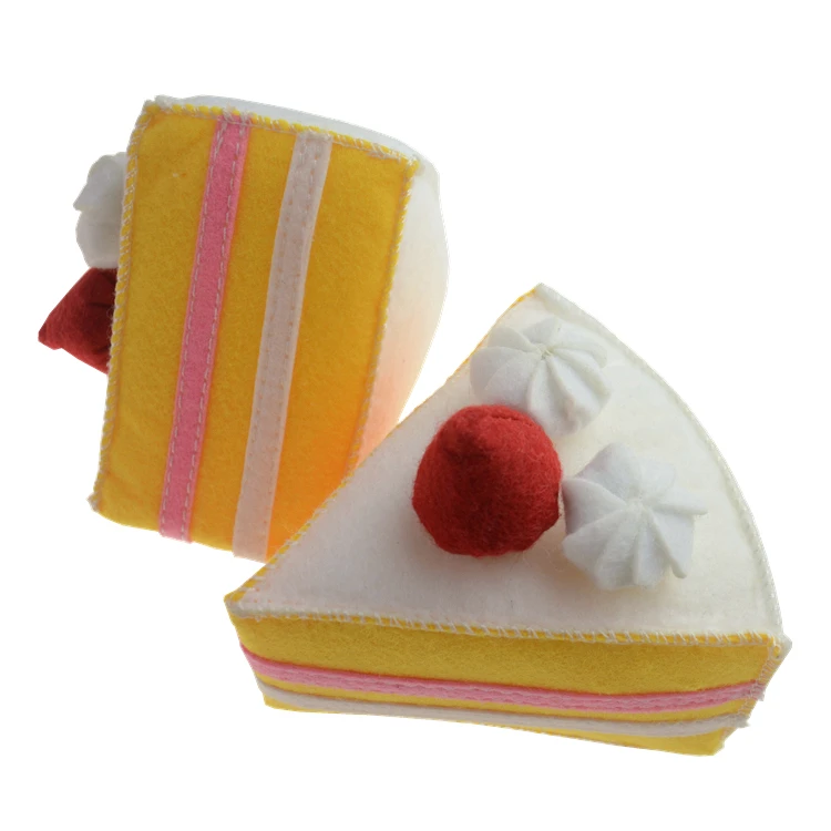 Симпатичные вкусные фетровые кусочки торта с клубникой для малышей, ролевые игрушки для кухни