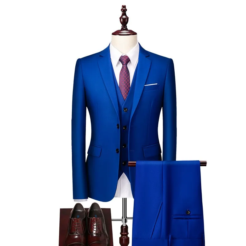Y2603 British Style Business Suit for Men Slim Fit Jacket+Vest+Pant 3 Piece Set Formal O aperçu 15