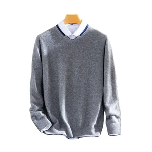 Men's V-Neck Cashmere Solid Color Breathable Quick Dry Full Sleeve Hoodie Autumn Winter