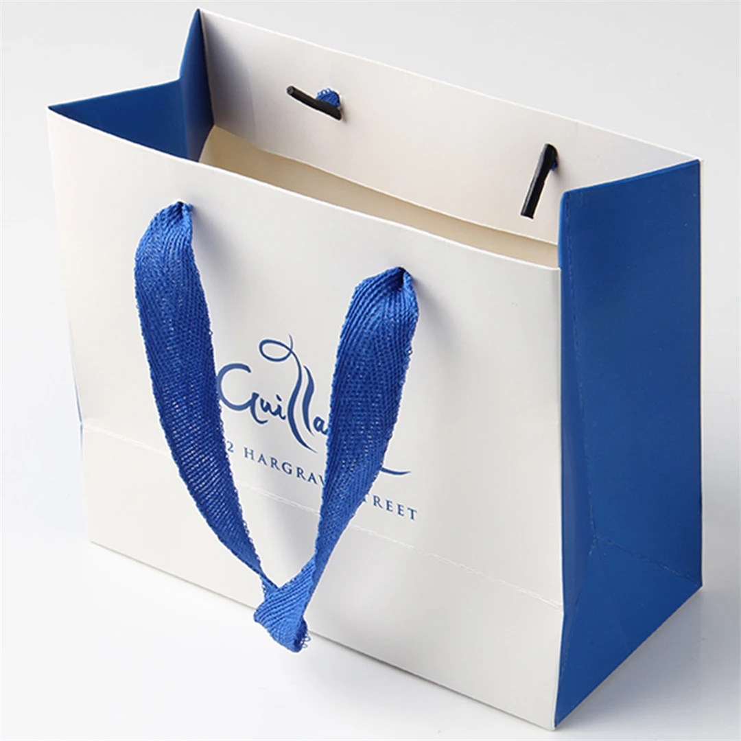 New design custom Gift paper bag with logo big Blue bag factories