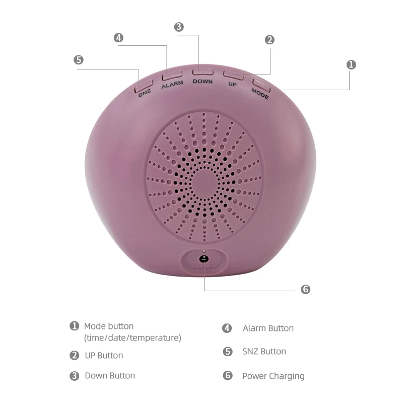 Manufacturer Supply Compact Clear Screen Eye Protection Thermometer Alarm Calendar Round Mirror LED Clock