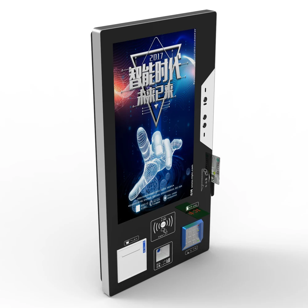 Touch Screen Kiosk Totem with Ticket Printer Barcode Credit Card Reader Functional SDK for Custom Software Development