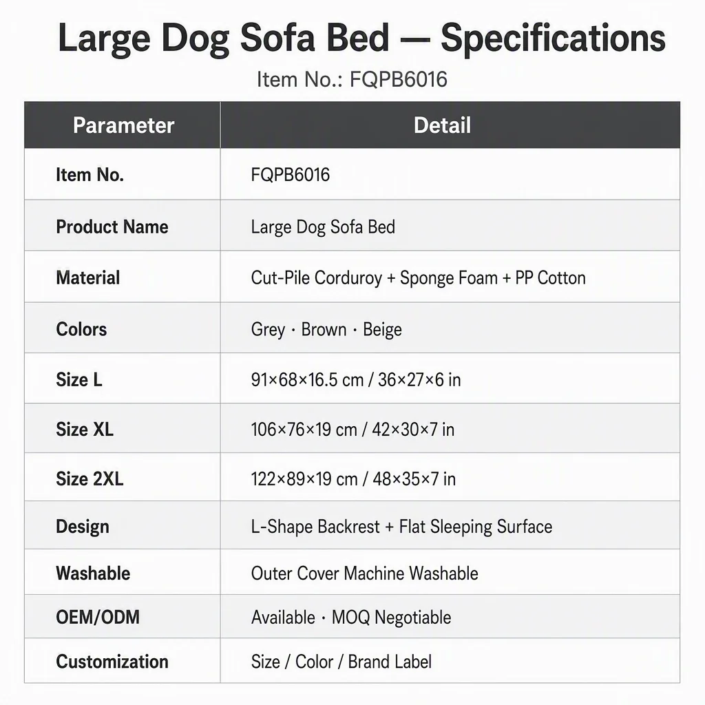 Cut Pile Corduroy Large Dog Sofa — Product details 3