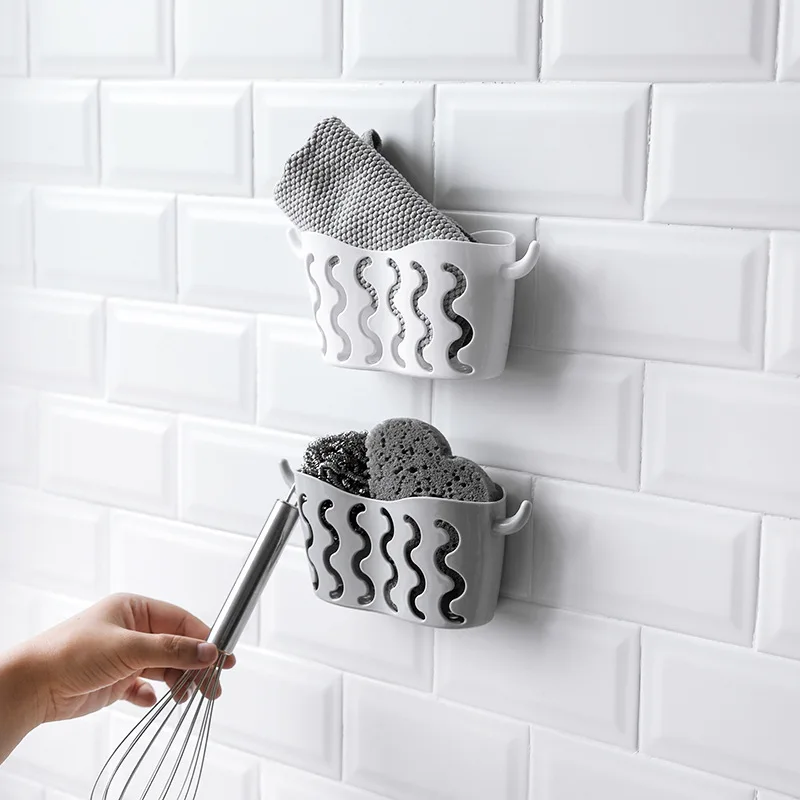 Perforation-free suction cup storage hanging basket faucet sponge drain basket Kitchen utensils utensil storage rack factory