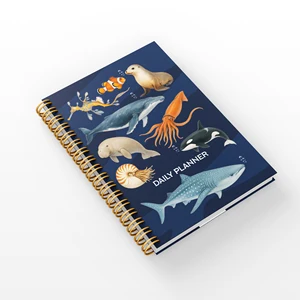 2026 Ocean Creatures Daily Planner with Colorful Hardcover A5 Size Spiral Bound Business Gift with Dated Pages