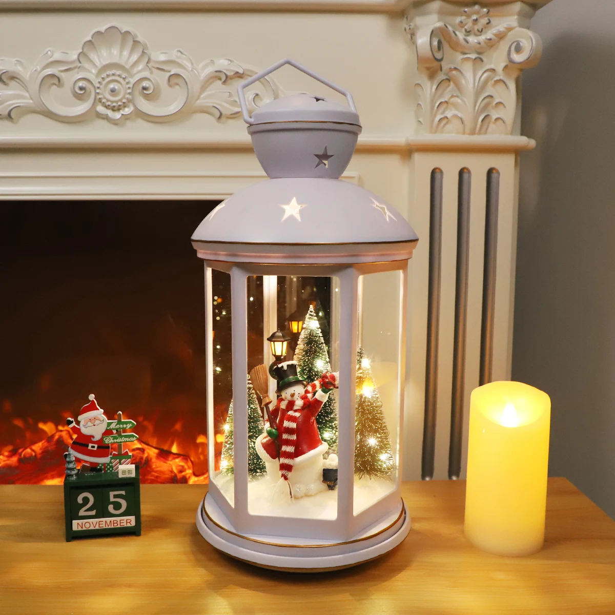 Idées de décoration de Noël, arts et artisanat pour les fêtes, lanterne LED en forme de maison pour ornements de Noël