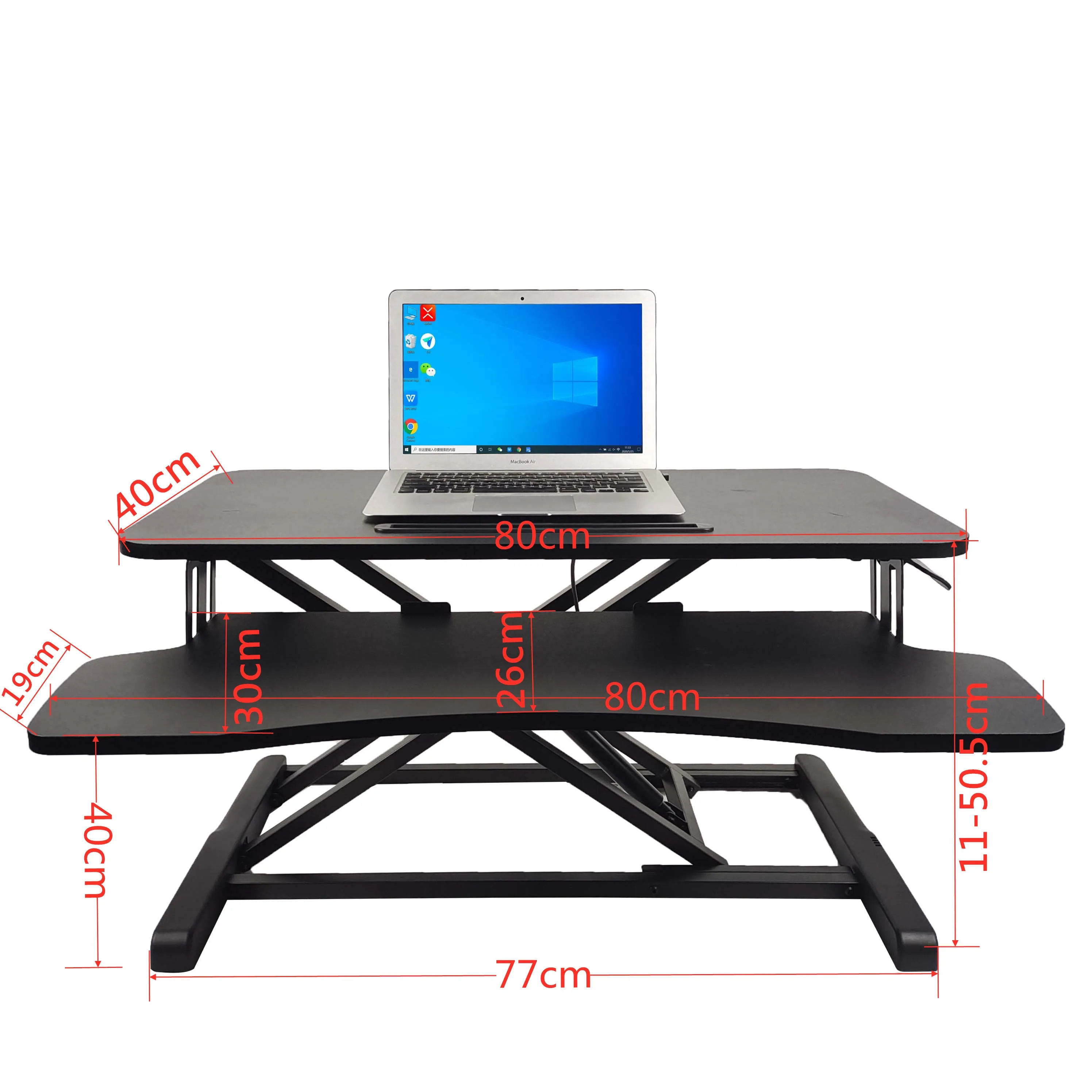 Height Adjustable Gas Spring Computer Lifting Stand up Standing Desk on Desktop