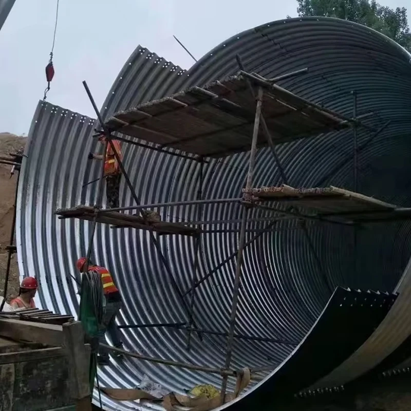 Two Plates Assembled Corrugated Armco Drain Rectangular Pipe Price Half-round Stainless Galvanized Steel Corrugated Pipe Culvert