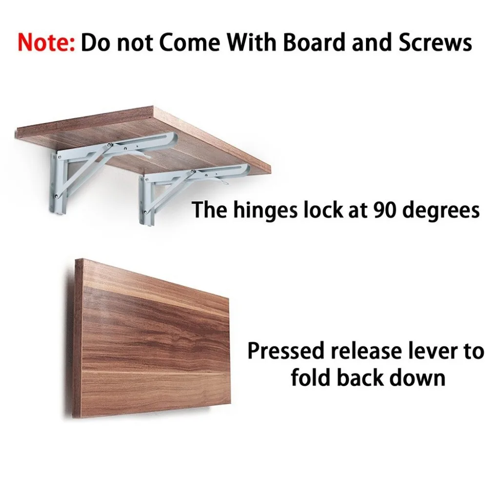 
8' White Black Metal Triangle Table Bench Folding Adjustable Shelf Bracket 