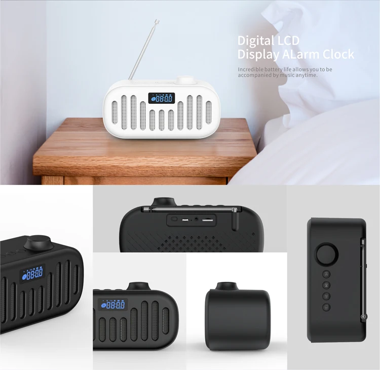 M57 Havit Hifi Lautsprech Horn Hands Free Calling Portable Desktop Wireless Mini Bt Clock Fm Radio Speaker - ANKUX.COM