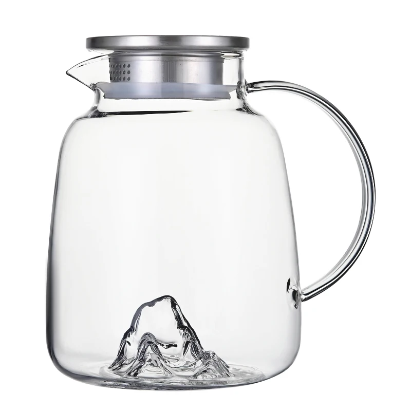 2000 ML Glassware High Borosilicate Glass Tea Pot Set Heat Resistant Clear Glass Tea Pot With Tea Warmer