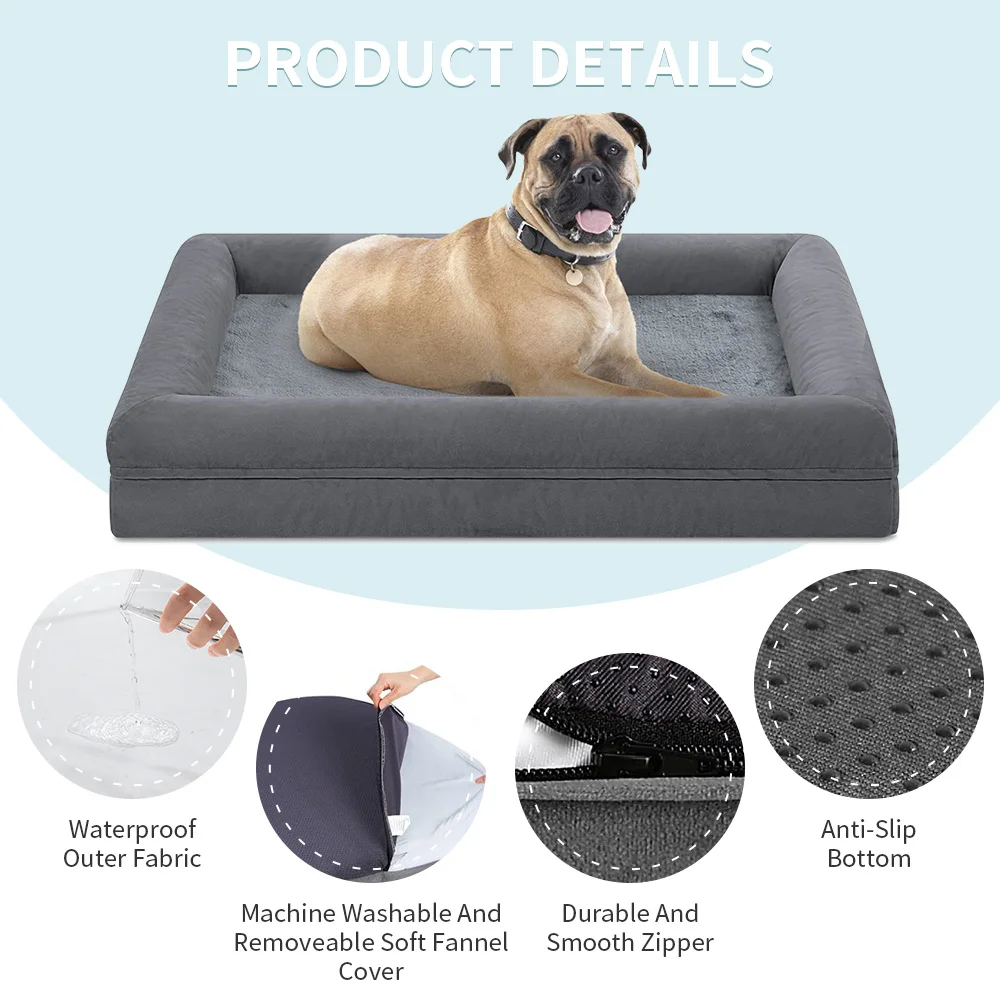 Hot selling soft eco friendly egg crate washable removable memory foam orthopedic pet dog bed cushions for large dogs manufacture